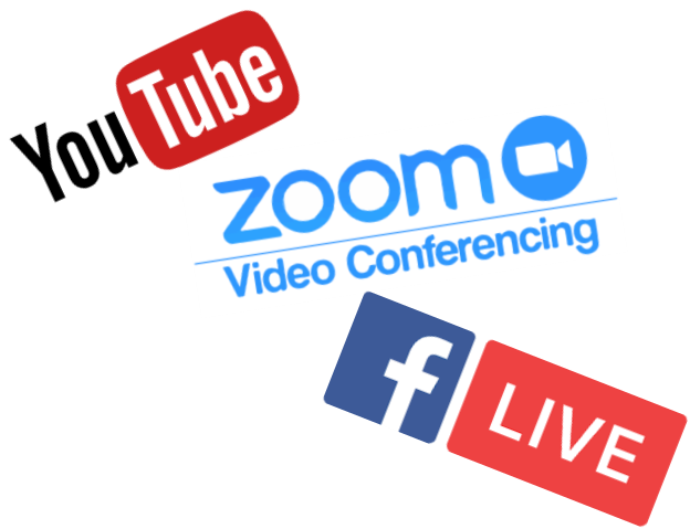 Facebook Livestream, Zoom and YouTube channel
